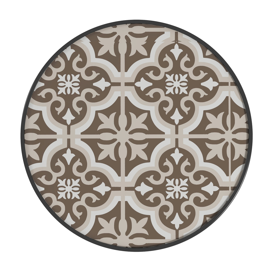 Outsunny 60 Garden Table, with Glass Printed Tabletop - Brown