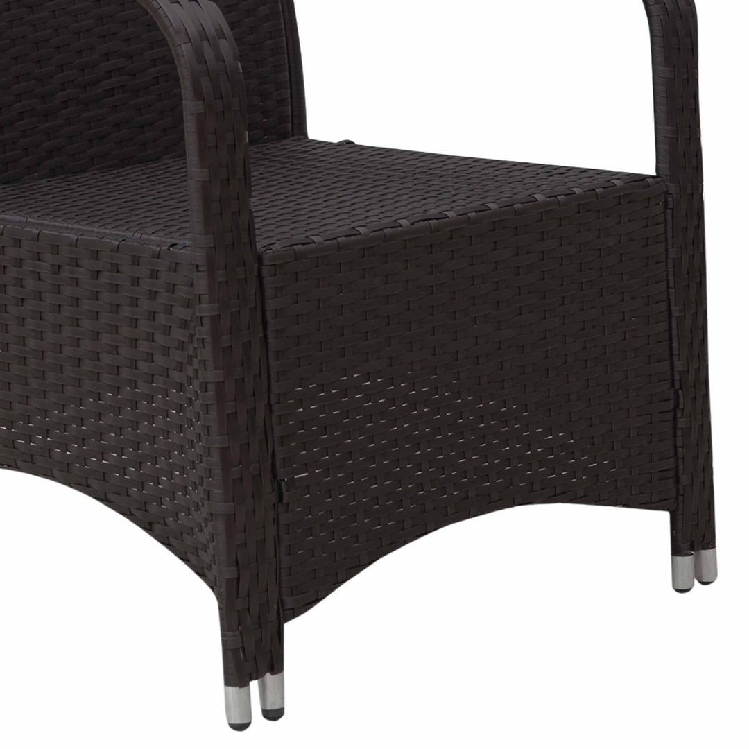 3 Pieces Rattan Bistro Set with Furniture Cover, Wicker Garden Furniture Set, Glass Top Coffee Table and Chairs with Cushions for Outdoor, Patio, Balcony, Cream White