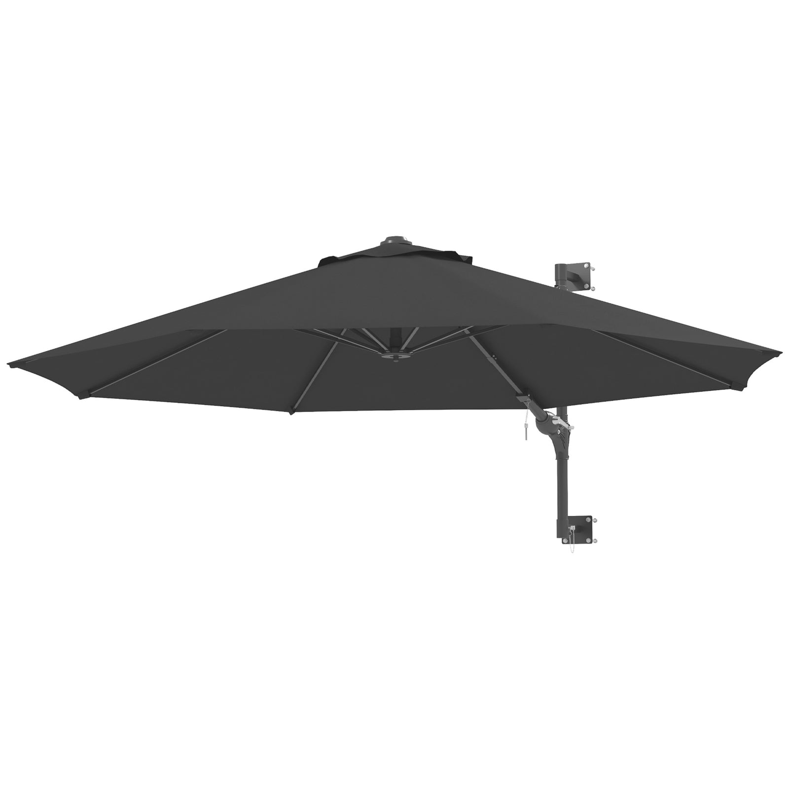 3m Wall-Mounted Parasol Shade, with Handle - Grey