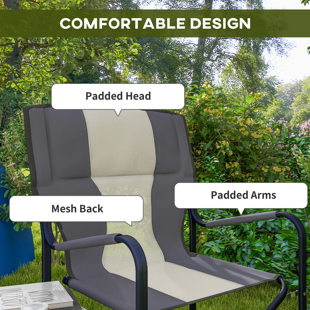 Folding Aluminium Camping Chair, with Cooler Bag Table - Grey