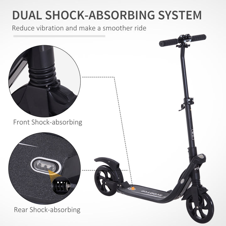 MCL Folding Kick Scooter Hight-Adjustable Urban Scooter w/ Rear Brake, Double Shock Absorption System & 2 Big Wheels, For 14+ Teens Adult, Black