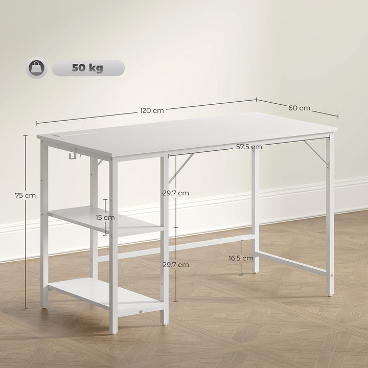 Computer Desk, with Power Sockets - White