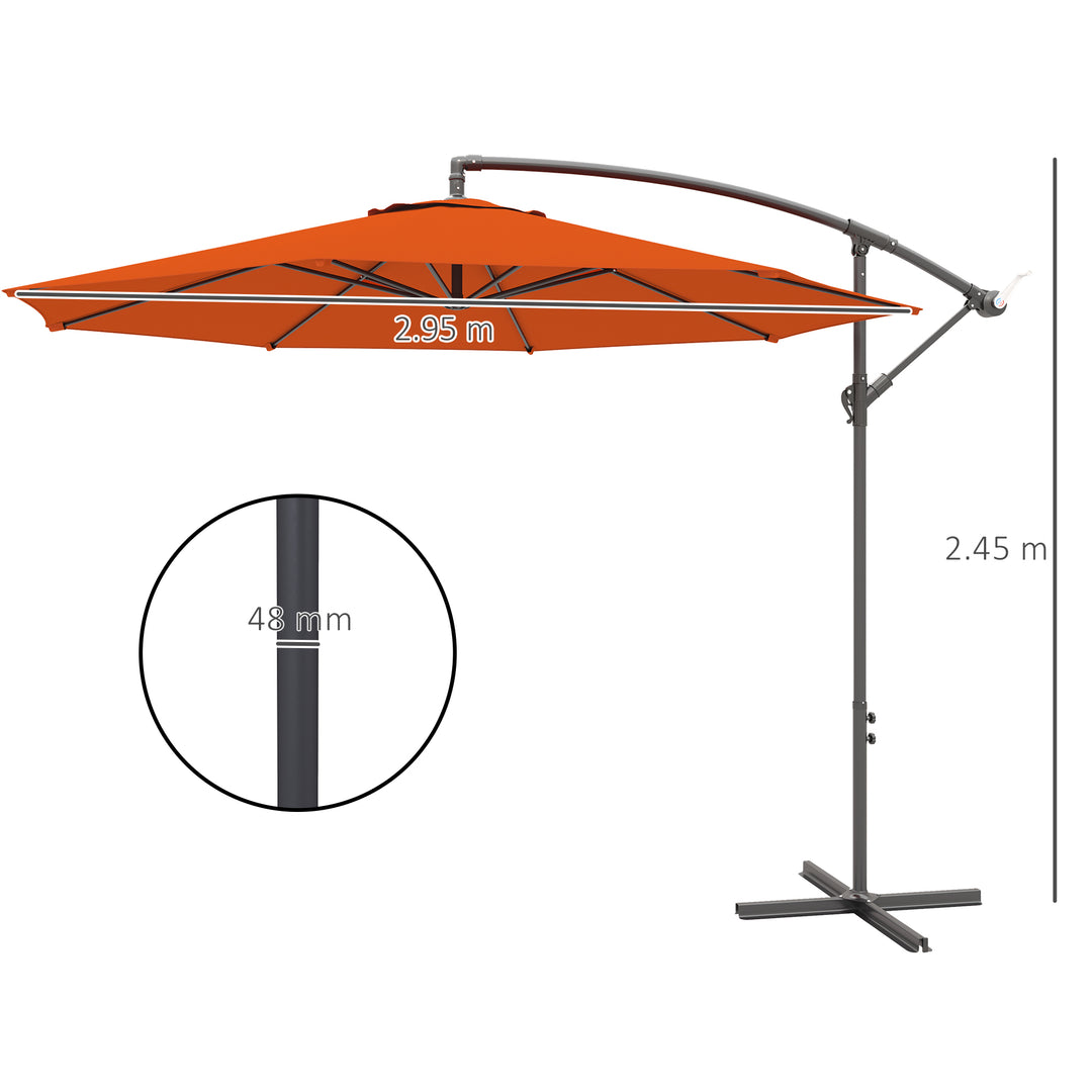 2.45m Overhanging Cantilever Parasol, with Cross Base - Orange