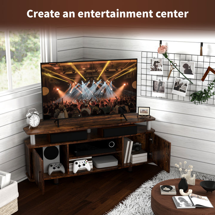 TV Unit Cabinet for TVs up to 55 Inches with Storage Shelves and Cupboard, Entertainment Centre for Living Room, Rustic Brown