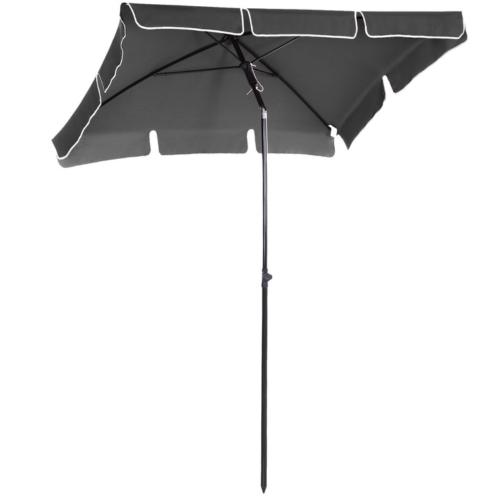 Outsunny Aluminium Sun Umbrella Parasol Patio Garden Rectangular Tilt 2M x 1.25M | Aosom UK