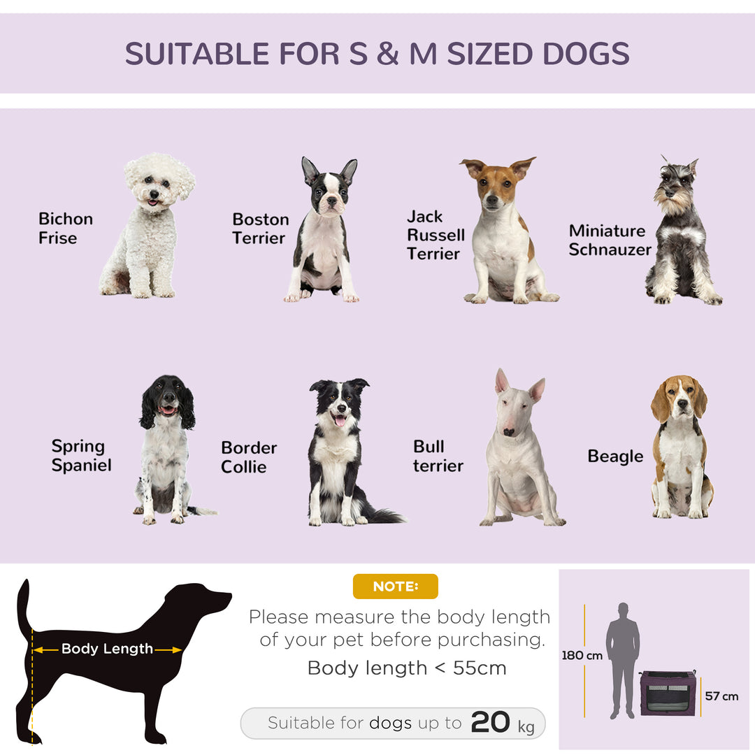 PawHut Foldable Pet Carrier for Small and Medium Dogs, Portable Cat Carrier, Spacious and Comfortable, 79.5 x 57 x 57 cm, Purple | Aosom UK