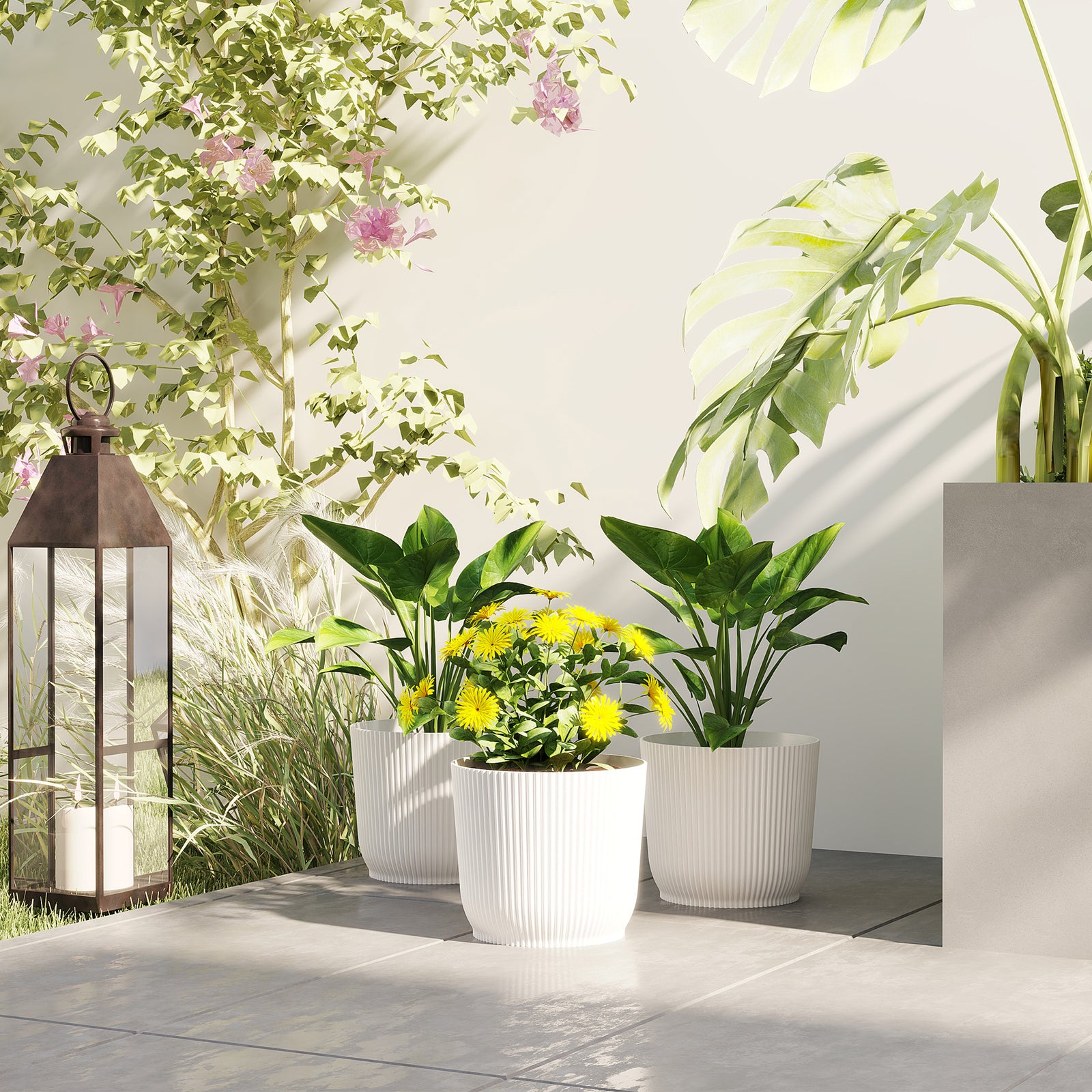 Set of Three Ф22cm Planters - White