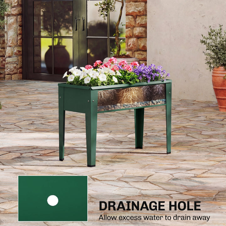 Raised Planter, Metal Raised Garden Bed on Legs with Drainage Hole and