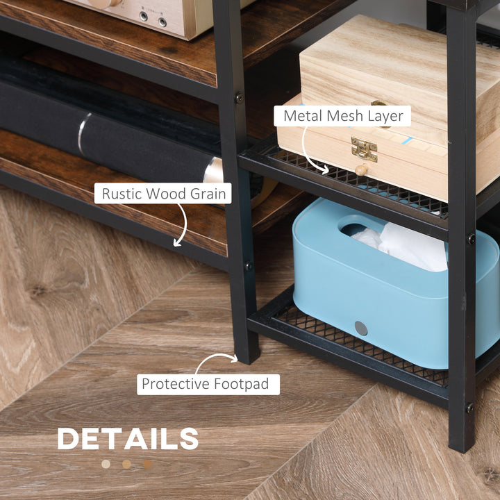 MCL TV Unit Cabinet for TVs up to 60 Inches, Industrial TV Stand with Storage Shelves for Living Room, Brown and Black