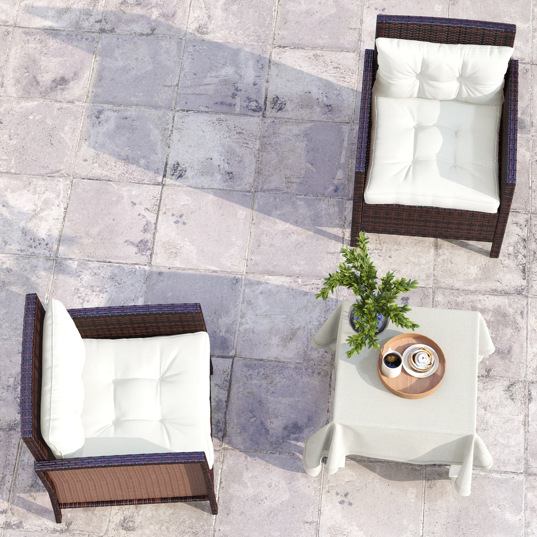 2-Piece Seat Cushions Back Pillows Replacement, Patio Chair Cushions Set for Indoor Outdoor, White