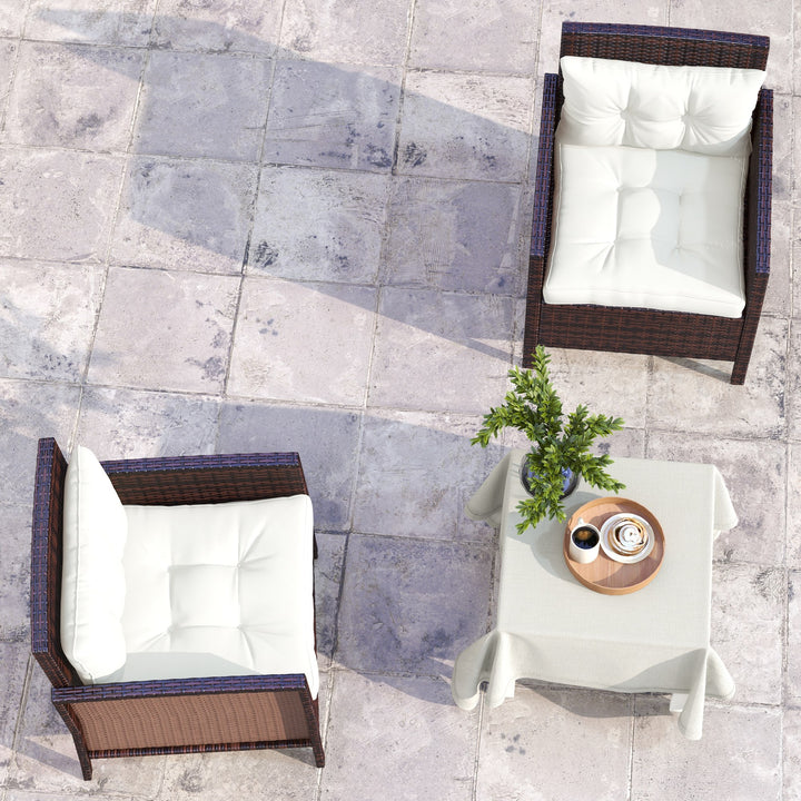2-Piece Seat Cushions Back Pillows Replacement, Patio Chair Cushions Set for Indoor Outdoor, White
