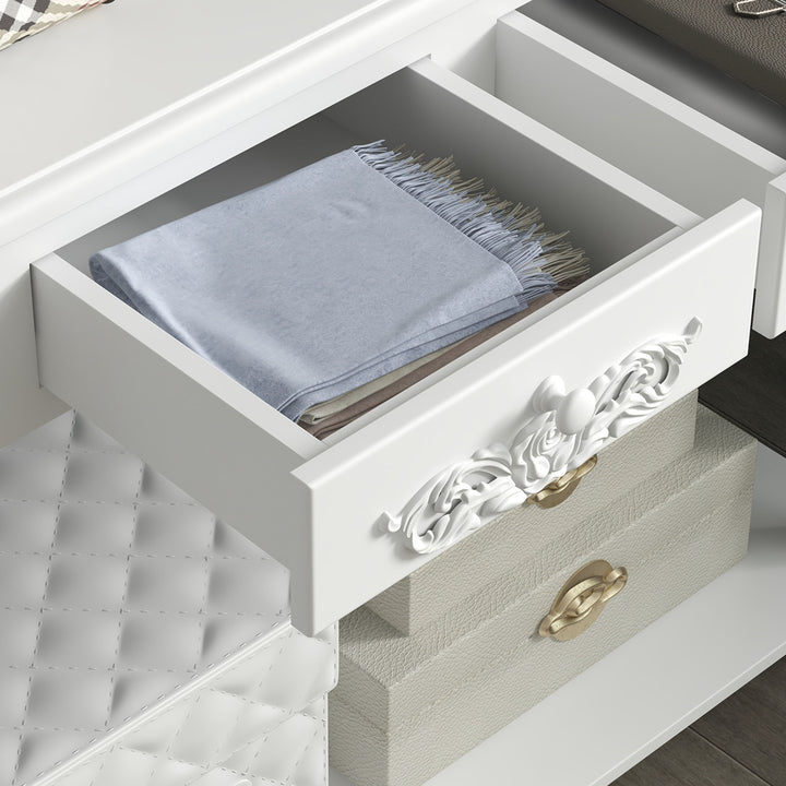 MCL Console Table Modern Sofa Side Desk with Storage Shelves Drawers for Living Room Entryway Bedroom White