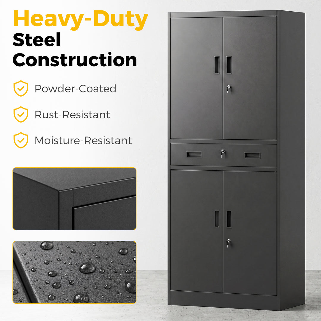 Metal Storage Cabinet, 180cm Tall Tool Cabinet with Locking Doors - view 4