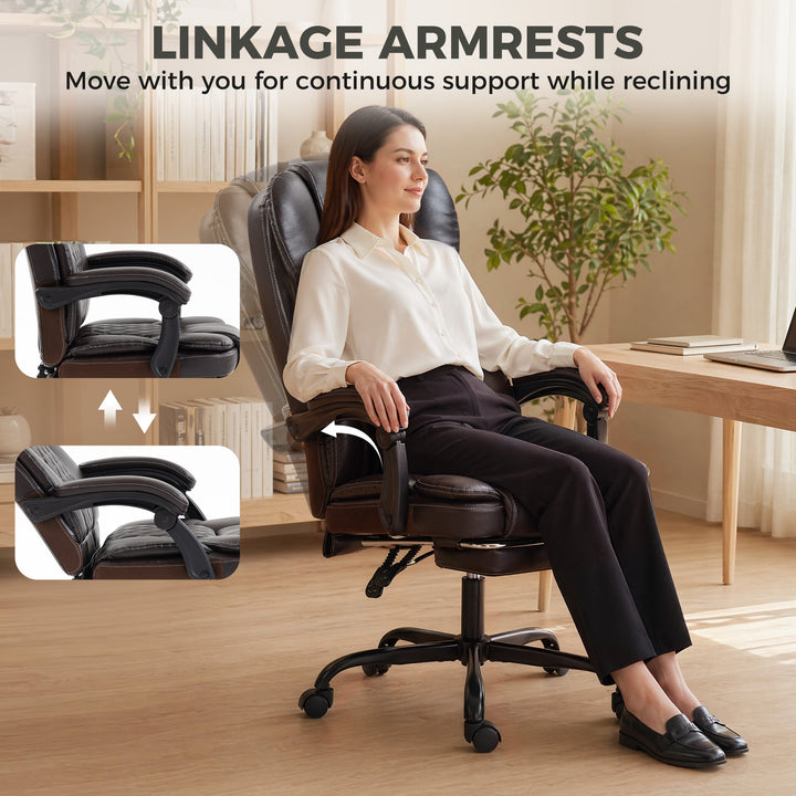 Executive Home Office Chair Reclining Function Footrest Computer Desk 