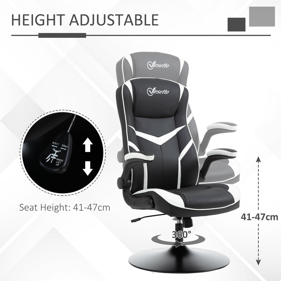 Gaming Chair Ergonomic Computer Chair with Adjustable Height Pedestal Base, Home Office Desk Chair PVC Leather Exclusive Swivel Chair Black