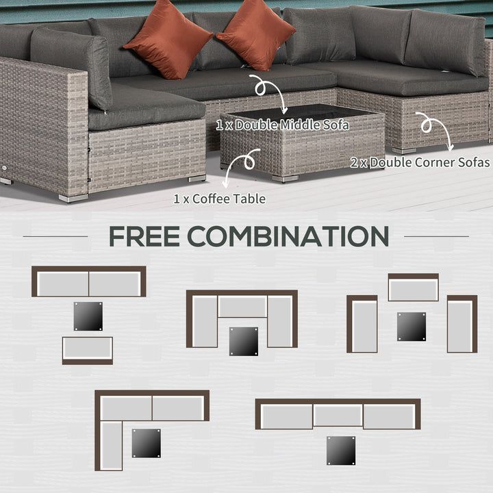 Four-Piece Half-Square Rattan Sofa Set - Mixed Grey