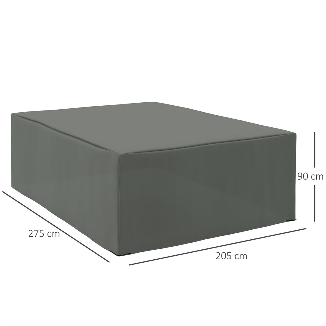 600D Oxford Outdoor Garden Furniture Sofa Set Cover, Waterproof Anti-UV Rattan Sun Lounger Protection Protector Cover, 275L x 205W x 90Hcm, Grey