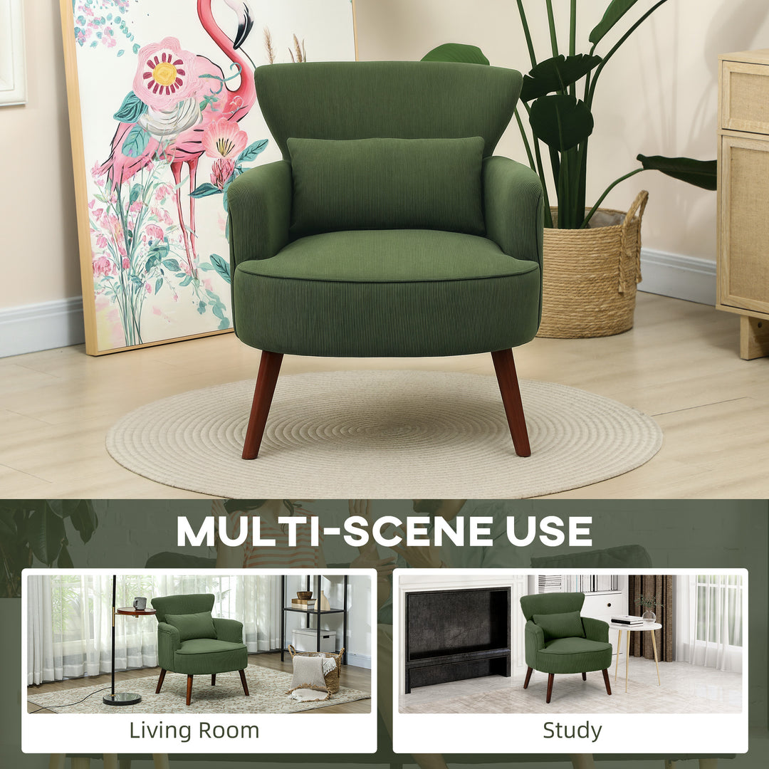 Corduroy Retro Accent Chair - Green