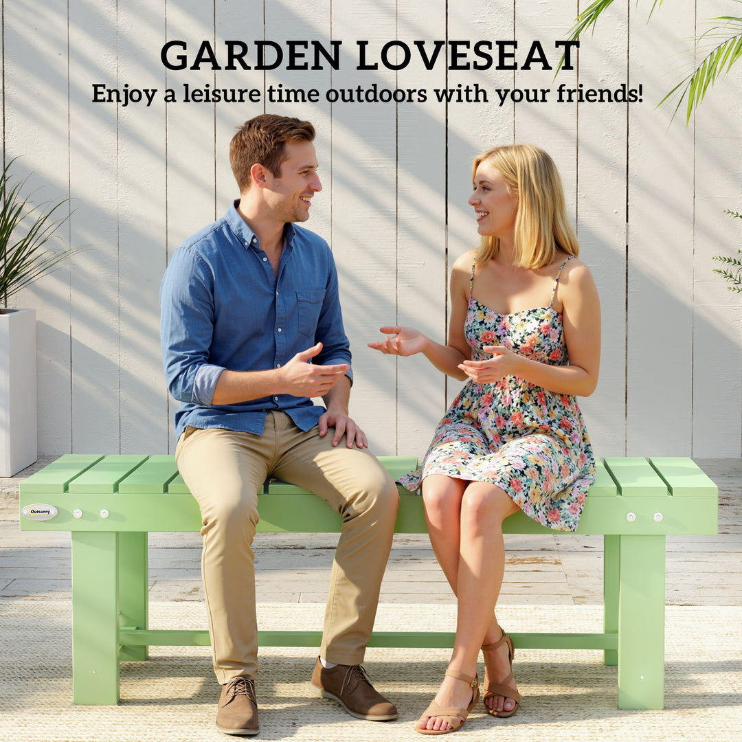 Wooden Garden Bench, Backless Outdoor Loveseat with Slatted Seat, Ligh