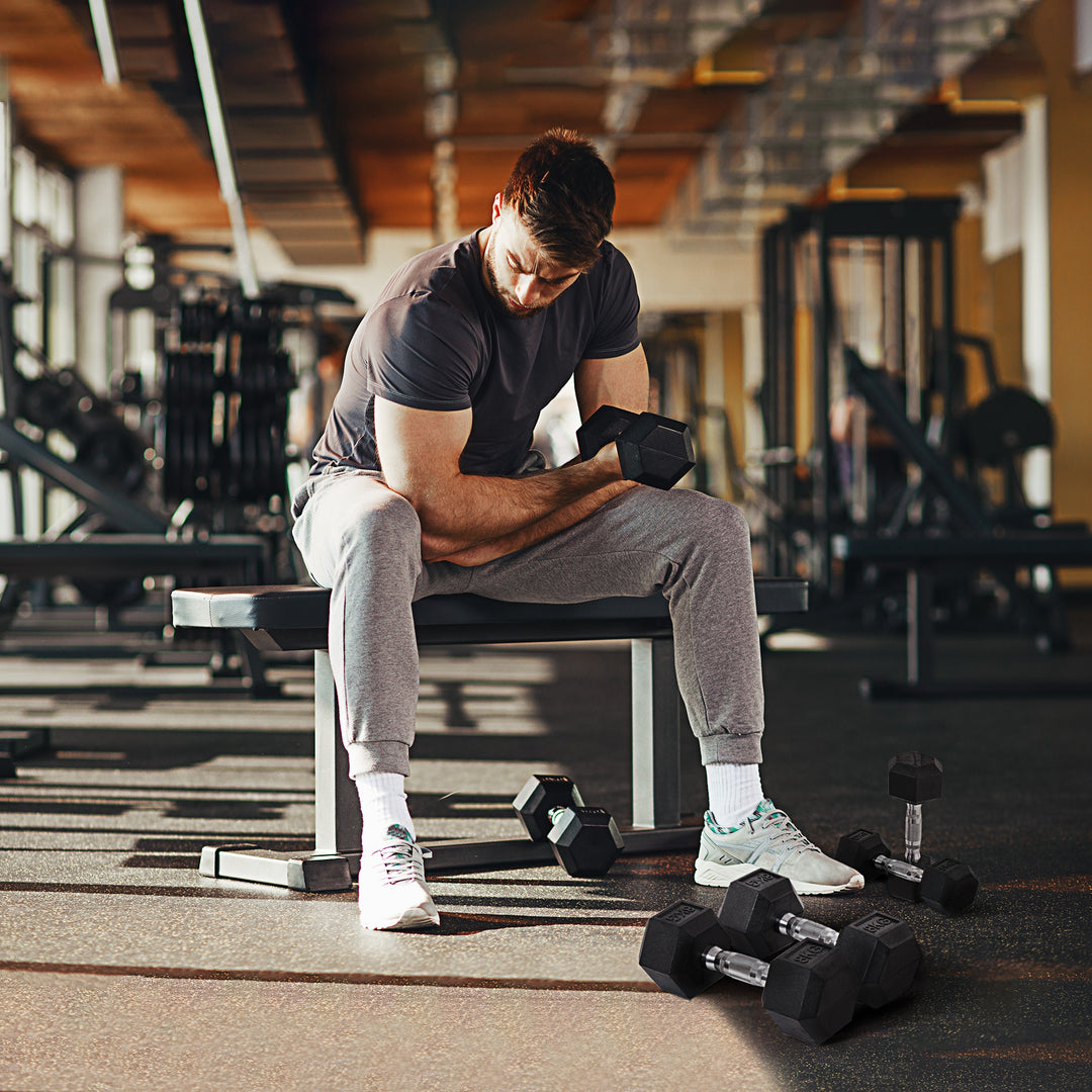 MCL Rubber Dumbbell Set Sports Hex Weight Sets Home Gym Fitness Lift Strength Training Exercise 2 x 5kg, 2 x 6kg, 2 x 8kg