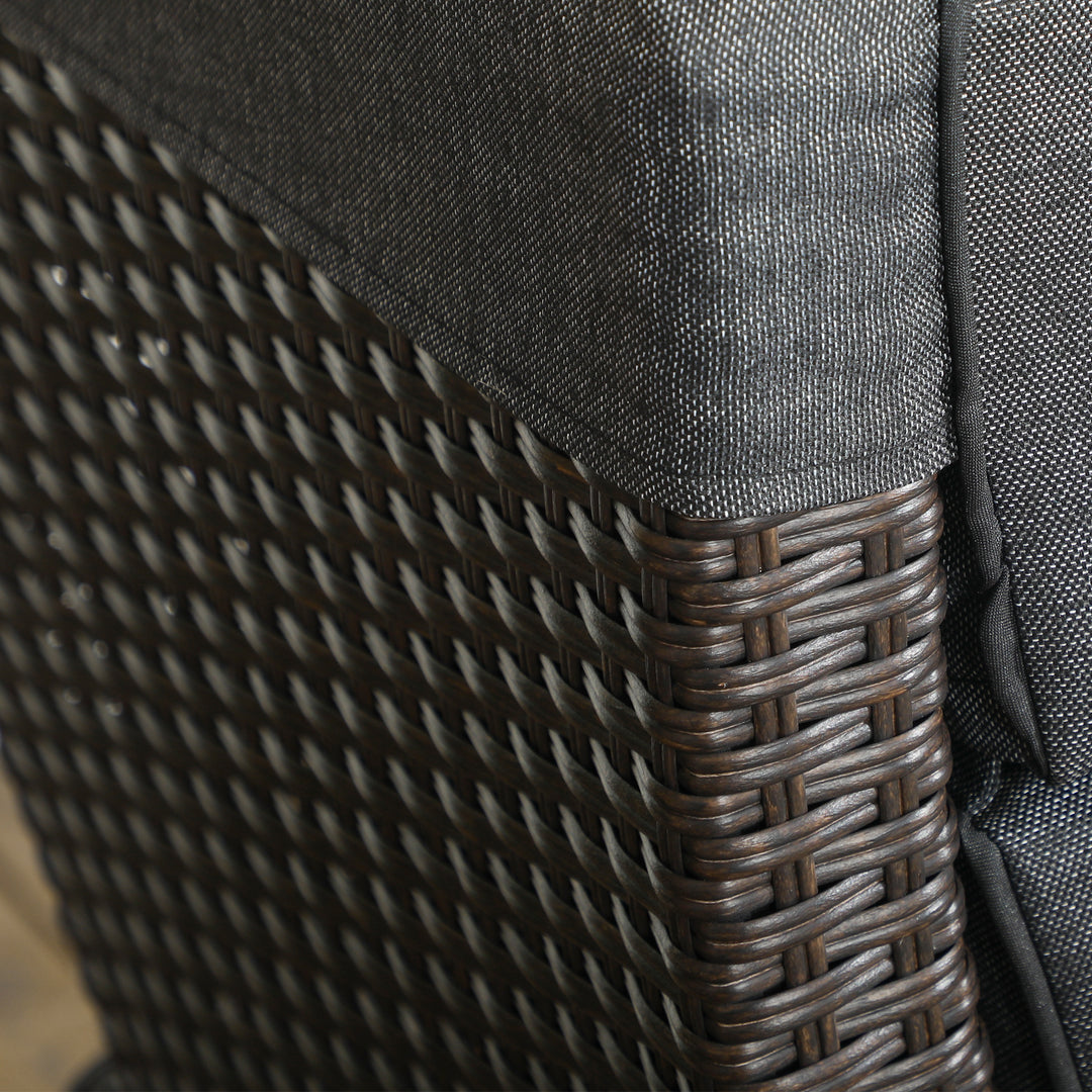 Outdoor Recliner Chair with Adjustable Backrest and Footrest, Cushion, Side Tray, Dark Grey/Brown