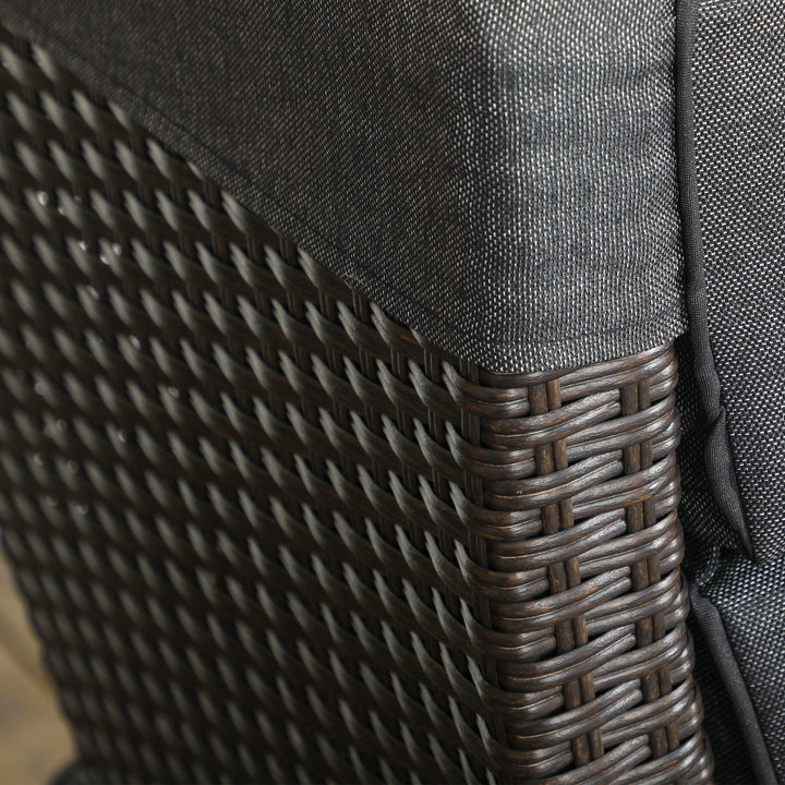 Outdoor Recliner Chair with Adjustable Backrest and Footrest, Cushion, Side Tray, Dark Grey/Brown