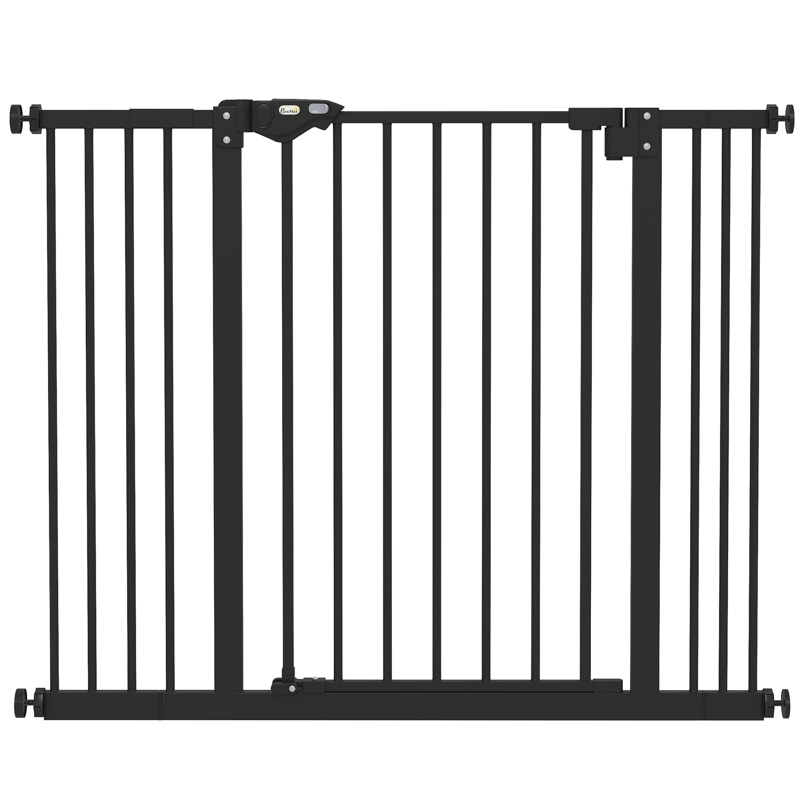 Adjustable Safety Gate w/ Two Extensions, Four Adjustable Screws, Black