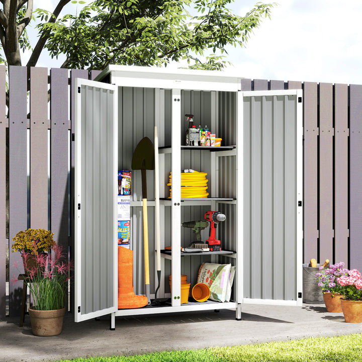 Outdoor Storage Cabinet with Removable Shelves, Garden Tool Shed with 