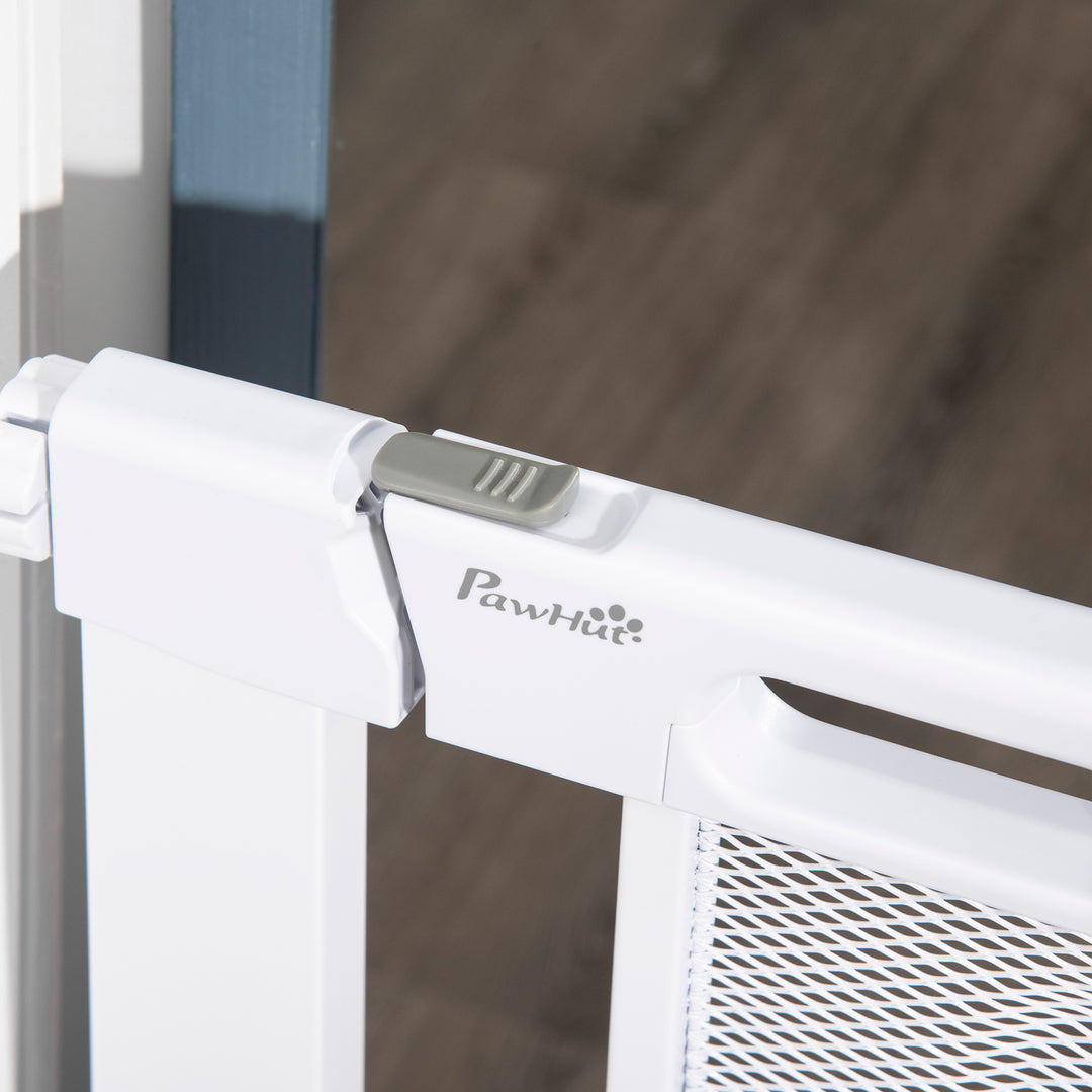 Pet Safety Gate, for Doorways, Staircases, Hallways, with 75-82cm Adjustable Width - White