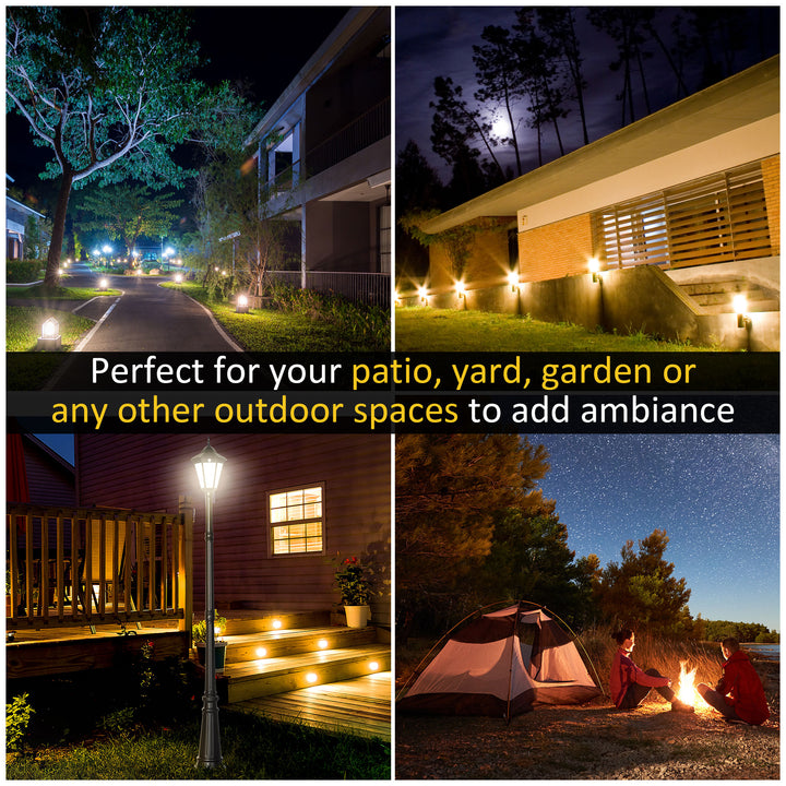 2.4 m Garden Lamp Post Light, LED Solar Powered Patio Path Lighting Lamp with Aluminium Frame, PIR Motion Sensor for Lawn, Pathway, Driveway, Black