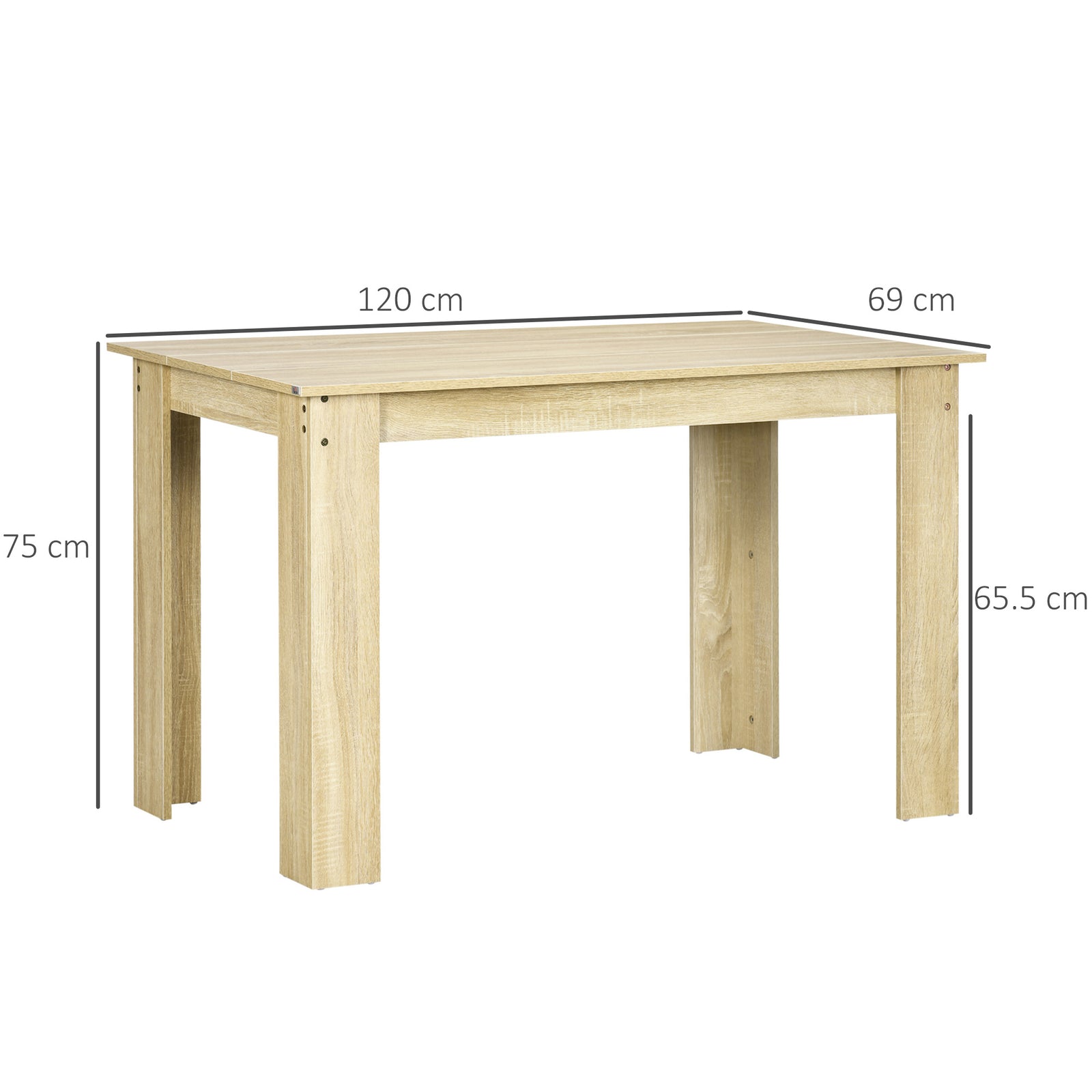 Dining Table for 4-6 People, Kitchen Table with Wood Effect for Dining