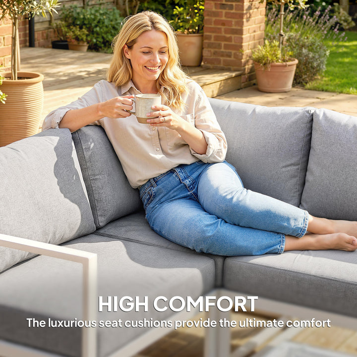 5 Seater Aluminium Garden Furniture Set, Garden Sofa Set with Thick Cu