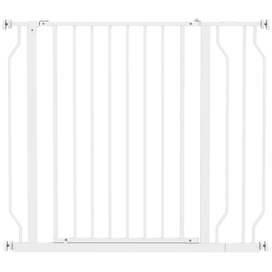 Wide Dog Safety Gate, with Door Pressure, for Doorways, Hallways, Staircases - White