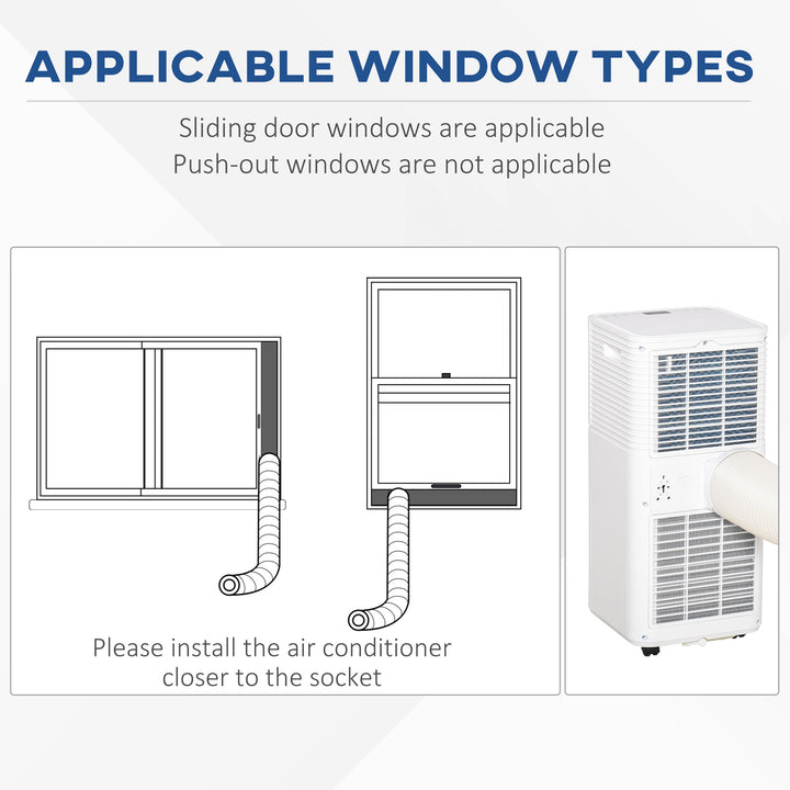 HOMCOM 9000 BTU 4-In-1 Compact Portable Mobile Air Conditioner Unit Cooling Dehumidifying Ventilating w/ Fan Remote LED 24 Hr Timer Auto Shut-Down