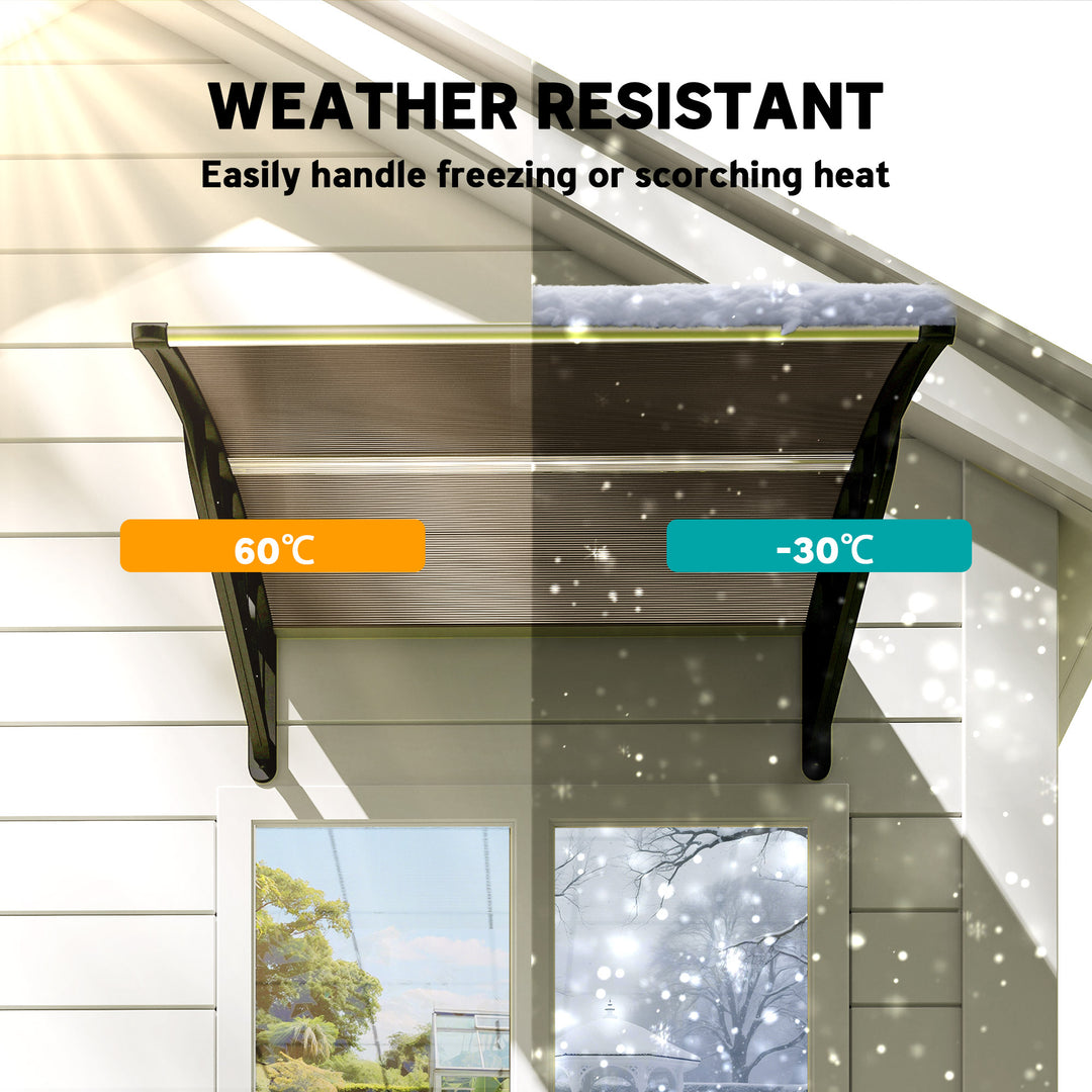 Front Door Canopy, Outdoor Awning, Rain Shelter for Window, Porch and Front/Back Door, Black 103 x 96.5 cm