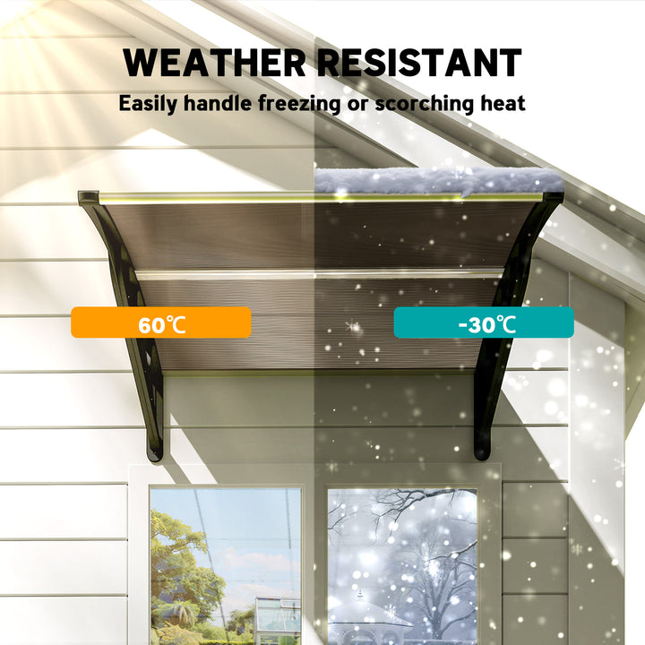 Front Door Canopy, Outdoor Awning, Rain Shelter for Window, Porch and Front/Back Door, Black 103 x 96.5 cm