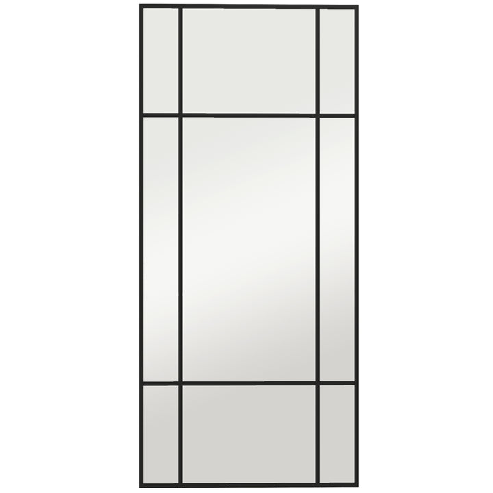 Decorative Grid Wall Mirror, with Back Hooks - Black