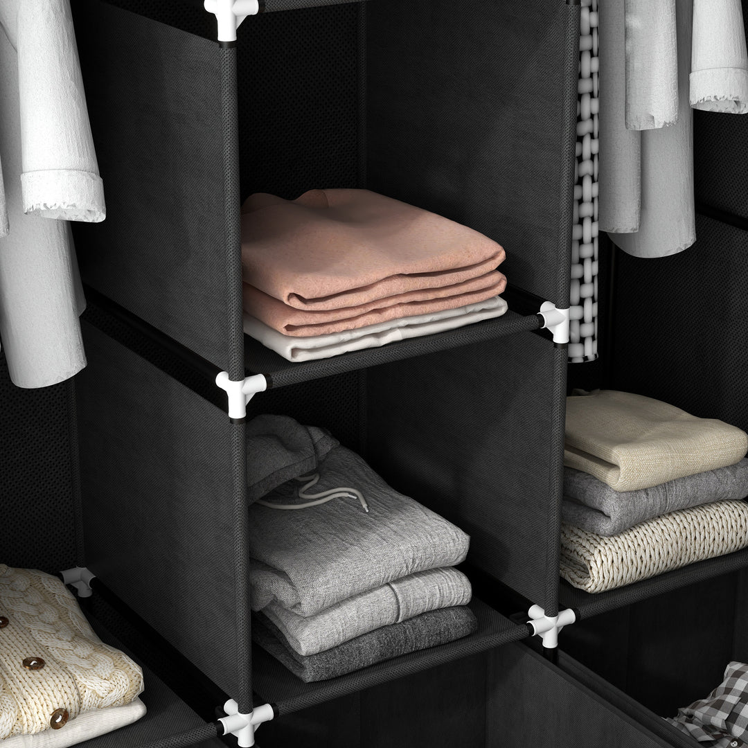 Foldable Fabric Wardrobe for Bedroom, Portable Wardrobe with 5 Shelves