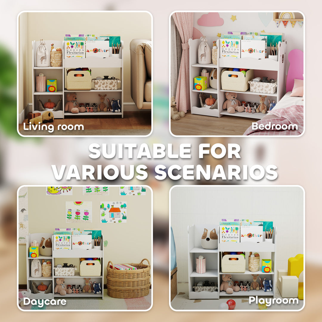 Kids Toy Storage Unit, Bear Design Kids Bookshelf and Toy Organiser, f