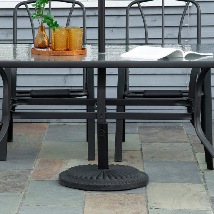14kg Round Cement Parasol Base Umbrella Weight Stand Holder Fits Φ35mm,Φ38mm,Φ48mm Pole for Patio Outdoor Garden - Black