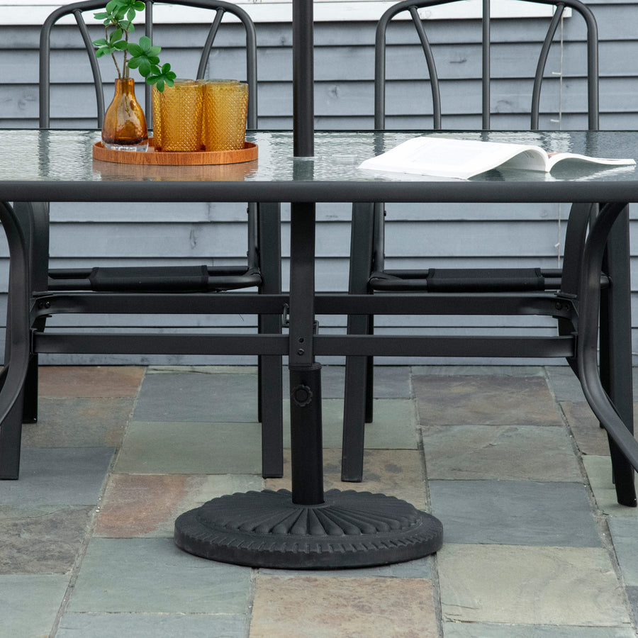 14kg Round Cement Parasol Base Umbrella Weight Stand Holder Fits Φ35mm,Φ38mm,Φ48mm Pole for Patio Outdoor Garden - Black