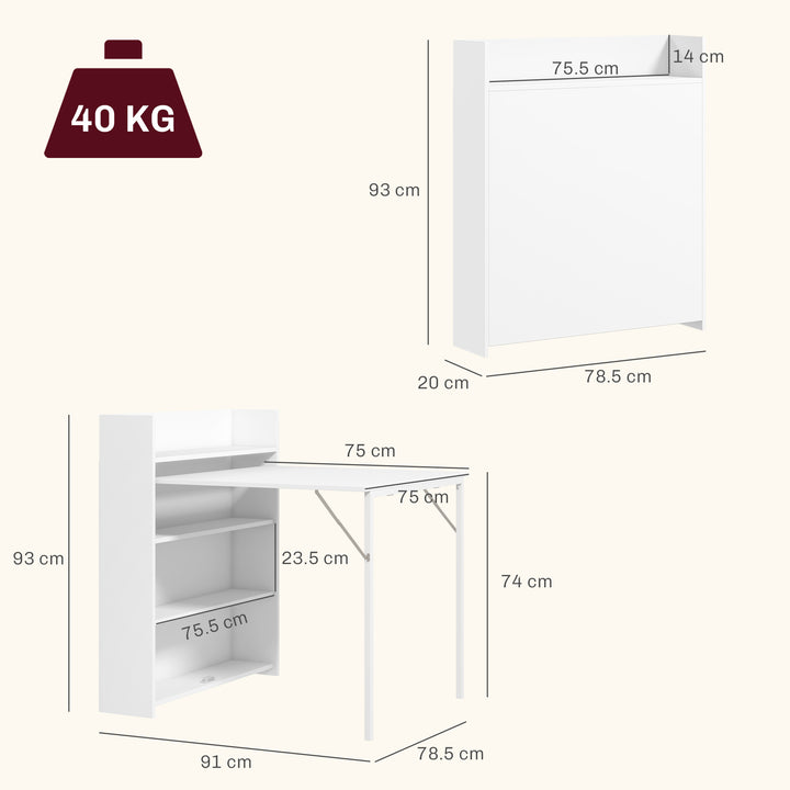 Kitchen Table, Folding Dining Table, with 4-Tier Shelves, Modern Drop-