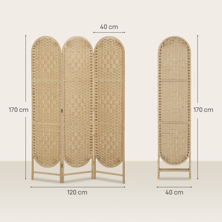 Freestanding Privacy Screen, 3 Panel Folding Room Divider for Living R