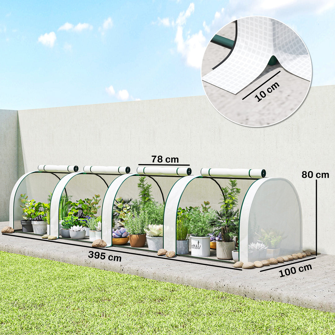 395 x 100 cm Low Tunnel Greenhouse - White