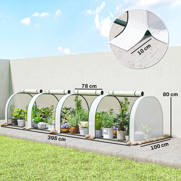 395 x 100 cm Low Tunnel Greenhouse - White