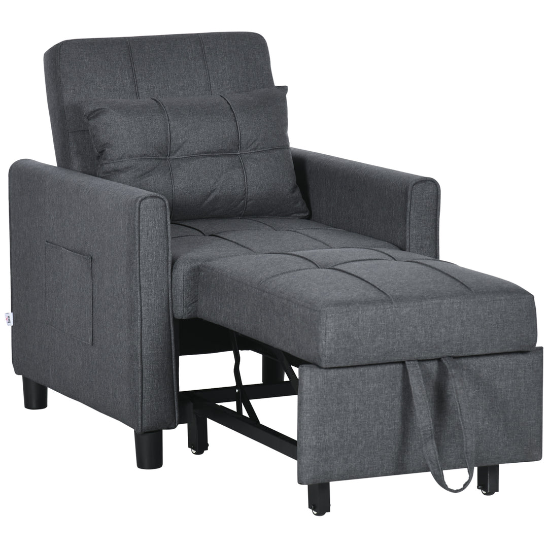 Linen-Look Single Chair Bed - Grey