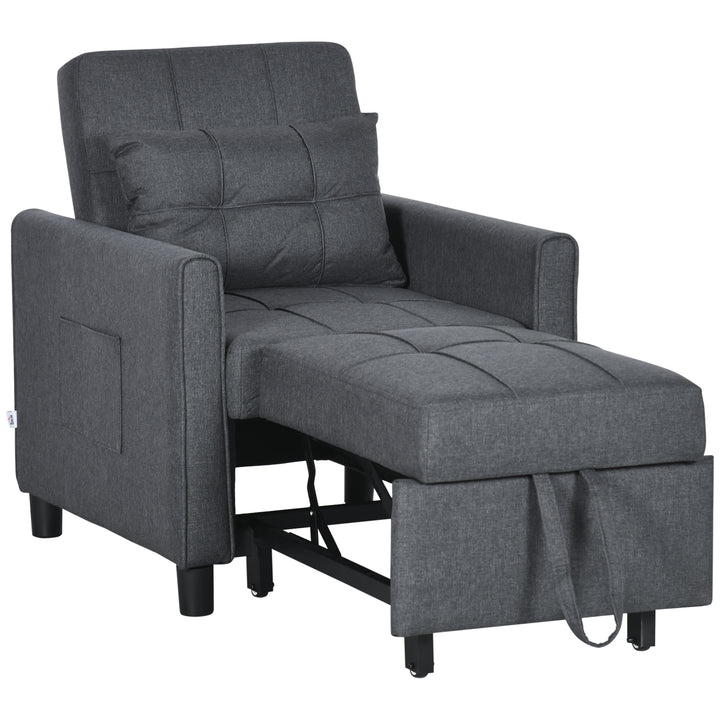 Linen-Look Single Chair Bed - Grey