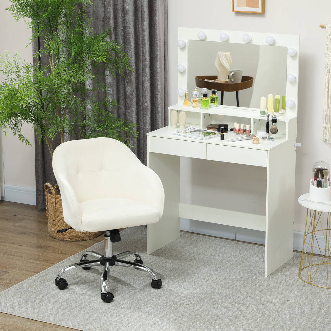 46-56 cm Velvet-feel Office Chair - Cream