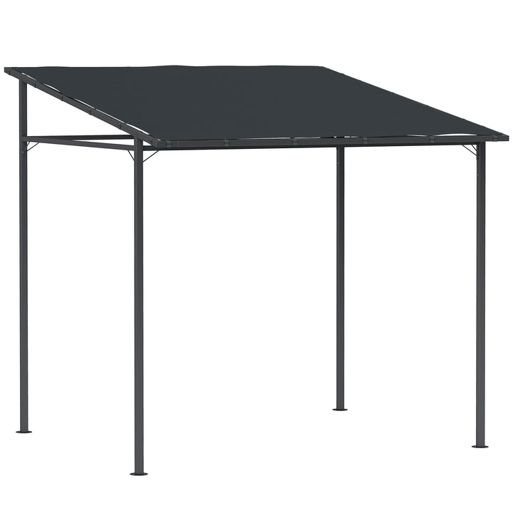 2.4 x 2.4 m Wall Mounted Pergola Gazebo with PA Coating Fabric and Metal Frame, UPF30+, Lean to Garden Gazebo, Wind Resistant Outdoor Sun Shade Shelter for Garden, Deck, Dark Grey