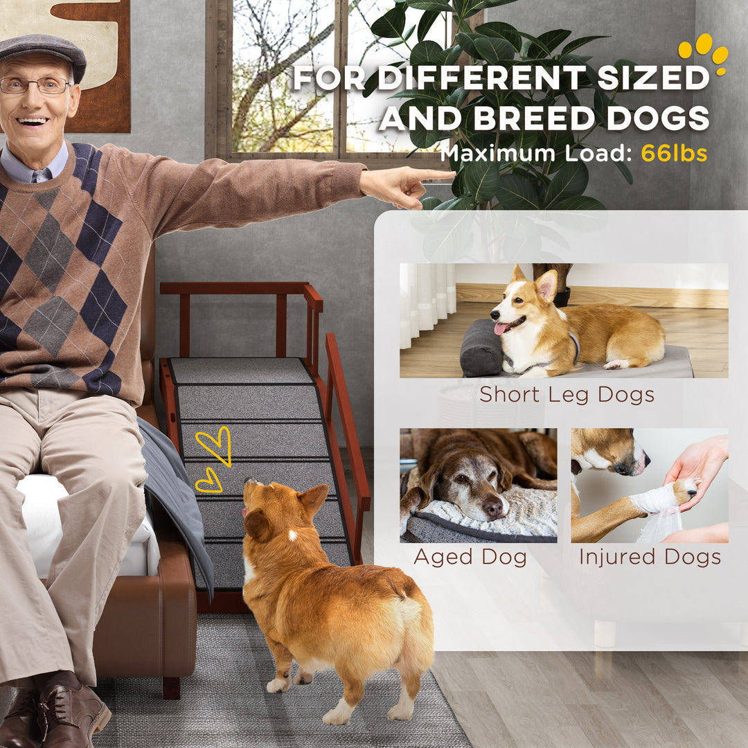 Wooden Dog Ramp with Removable Guardrails, Non-Slip Surface, 125 cm Lo